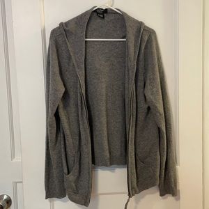 Gray, REAL cashmere zip up with front pockets